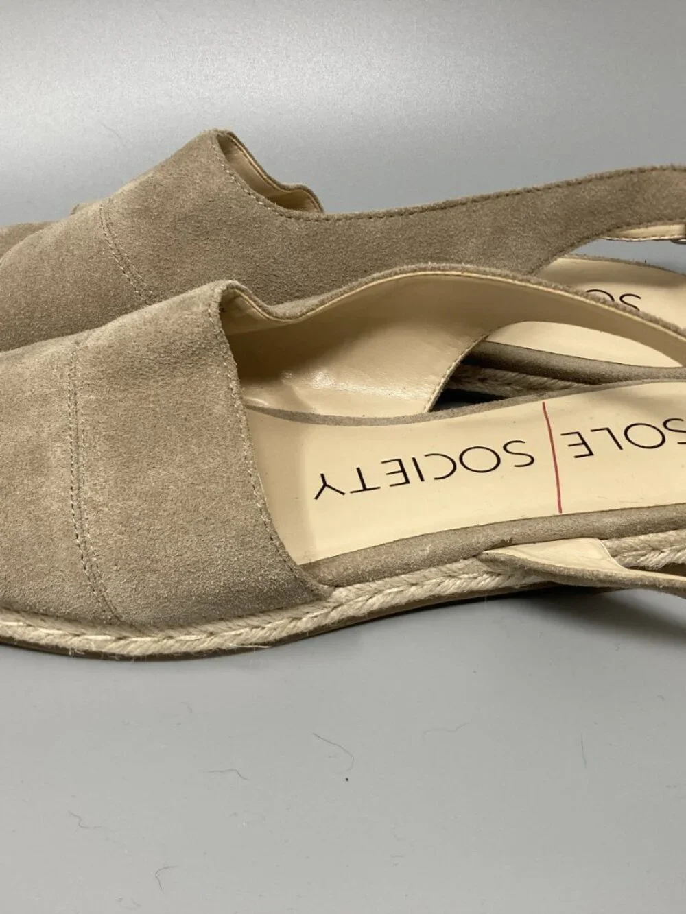 Sole Society Suede Espadrille Slingback Sandals Taupe Sz 8.5